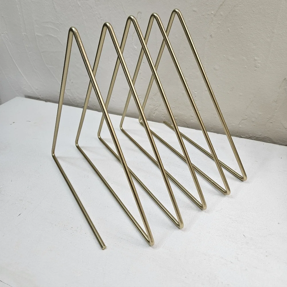 Gold Triangle Metal Organizer For Files Books - Picture 3 of 3